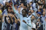 KANSAS CITY, KS - APRIL 07:   Kei Kamara #23 of the Sporting Kansas City celebrates a goal against  the Los Angeles Galaxy at Livestrong Sporting Park on April 7, 2012 in Kansas City, Kansas. Sporting won 1-0. (Photo by Ed Zurga/Getty Images)
