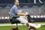 HOUSTON, TX - DECEMBER 04:  Quarterback Matt Schaub #8 of the Houston Texans takes the field in his motorized cart during pre-game warm ups before the Houston Texans play the Atlanta Falcons at Reliant Stadium on December 4, 2011 in Houston, Texas.  (Photo by Bob Levey/Getty Images)