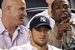 NEW YORK, NY - APRIL 15: New York Jet quarterback, Tim Tebow and Miami Heat's Dwyane Wade watch on during the game between the Los Angeles Angels of Anaheim and the New York Yankees  at Yankee Stadium on April 15, 2012 in the Bronx borough of New York City. In honor of Jackie Robinson Day, all players across Major League Baseball will wear number 42.  (Photo by Nick Laham/Getty Images)