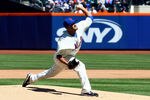 NEW YORK, NY - APRIL 05:  Johan Santana #57 of the New York Mets throws a pitch in the first inning against the Atlanta Braves during their Opening Day Game at Citi Field on April 5, 2012 in New York City.  (Photo by Chris Chambers/Getty Images)
