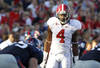OXFORD, MS - OCTOBER 15:  Defensive back Mark Barron #4 of the Alabama Crimson Tide lines up against Mississippi on October 15, 2011 at Vaught- Hemingway Stadium in Oxford, Mississippi. (Photo by Butch Dill/Getty Images)