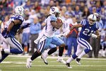 INDIANAPOLIS, IN - DECEMBER 18:  Chris Johnson #28 of the Tennessee Titans runs with the ball during the NFL game against the Indianapolis Colts at Lucas Oil Stadium on December 18, 2011 in Indianapolis, Indiana.  (Photo by Andy Lyons/Getty Images)