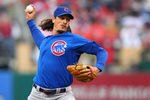ST. LOUIS, MO - APRIL 13: Starter Jeff Samardzija #29 of the Chicago Cubs pitches against the St. Louis Cardinals during the home-opening game at Busch Stadium on April 13, 2012 in St. Louis, Missouri.  (Photo by Dilip Vishwanat/Getty Images)