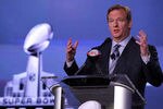 INDIANAPOLIS, IN - FEBRUARY 03:  NFL Commissioner Roger Goodell addresses the media during a news conference ahead of Superbowl XLVI on February 3, 2012 in Indianapolis, Indiana.  (Photo by Jamie Squire/Getty Images)