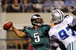 ARLINGTON, TX - JANUARY 03:  Quarterback Donovan McNabb #5 of the Philadelphia Eagles at Cowboys Stadium on January 3, 2010 in Arlington, Texas.  (Photo by Ronald Martinez/Getty Images)