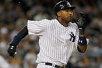 NEW YORK, NY - APRIL 17: Eduardo Nunez #26 of the New York Yankees runs out an RBI single in the third inning against the Minnesota Twins at Yankee Stadium on April 17, 2012 in the Bronx borough of New York City.  (Photo by Mike Stobe/Getty Images)