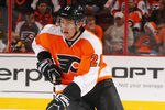PHILADELPHIA, PA - DECEMBER 17: James van Riemsdyk #21 of the Philadelphia Flyers in action against the Boston Bruins during their game on December17, 2011 at The Wells Fargo Center in Philadelphia, Pennsylvania.  (Photo by Al Bello/Getty Images)