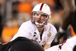 GLENDALE, AZ - JANUARY 02:  Andrew Luck #12 of the Stanford Cardinal prepares to snap the football during the Tostitos Fiesta Bowl against the Oklahoma State Cowboys on January 2, 2012 at University of Phoenix Stadium in Glendale, Arizona.  (Photo by Christian Petersen/Getty Images)
