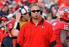 TAMPA, FL - JANUARY 02: Coach Mark Richt of the Georgia Bulldogs  watches play against the Michigan State Spartans in the Outback Bowl January 2, 2012 at Raymond James Stadium in Tampa, Florida. (Photo by Al Messerschmidt/Getty Images)