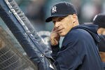 DETROIT, MI - OCTOBER 04: Manager Joe Girardi looks on during batting practice prior to playing the Detroit Tigers in game four of the American League Division Series at Comerica Park on October 4,  2011 in Detroit, Michigan. (Photo by Gregory Shamus/Getty Images)