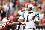 GLENDALE, AZ - SEPTEMBER 11:  Quarterback Cam Newton #1 of the Carolina Panthers throws a pass during the NFL season opening game against the Arizona Cardinals at the University of Phoenix Stadium on September 11, 2011 in Glendale, Arizona. The Carindals defeated the Panthers 28-21.  (Photo by Christian Petersen/Getty Images)