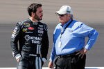 AVONDALE, AZ - MARCH 03:  Jimmie Johnson, driver of the #48 Lowe's/ Kobalt Tools Chevrolet, talks with team owner Rick Hendrick on the grid during qualifying for the NASCAR Sprint Cup Series SUBWAY Fresh Fit 500 at Phoenix International Raceway on March 3, 2012 in Avondale, Arizona.  (Photo by Tyler Barrick/Getty Images for NASCAR)