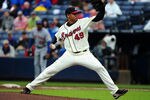 ATLANTA - APRIL 18: Jair Jurrjens #49 of the Atlanta Braves pitches against the New York Mets at Turner Field on April 18, 2012 in Atlanta, Georgia. (Photo by Scott Cunningham/Getty Images)
