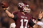 COLLEGE STATION, TX - NOVEMBER 24:  Ryan Tannehill #17 of the Texas A&M Aggies throws a pass against the Texas Longhorns in the second half of a game at Kyle Field on November 24, 2011 in College Station, Texas. (Photo by Darren Carroll/Getty Images)