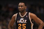 DALLAS, TX - FEBRUARY 23:  Forward Al Jefferson #25 of the Utah Jazz at American Airlines Center on February 23, 2011 in Dallas, Texas.  NOTE TO USER: User expressly acknowledges and agrees that, by downloading and or using this photograph, User is consenting to the terms and conditions of the Getty Images License Agreement.  (Photo by Ronald Martinez/Getty Images)