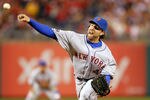 PHILADELPHIA, PA - APRIL 13: R.A. Dickey #43 of the New York Mets delivers a pitch during the game against the Philadelphia Phillies at Citizens Bank Park on April 13, 2012 in Philadelphia, Pennsylvania. The Mets won 5-2. (Photo by Brian Garfinkel/Getty Images)