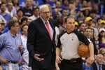 DALLAS, TX - MAY 08:  Head coach Phil Jackson of the Los Angeles Lakers reacts during play against the Dallas Mavericks in Game Four of the Western Conference Semifinals during the 2011 NBA Playoffs on May 8, 2011 at American Airlines Center in Dallas, Texas.  NOTE TO USER: User expressly acknowledges and agrees that, by downloading and or using this photograph, User is consenting to the terms and conditions of the Getty Images License Agreement.  (Photo by Ronald Martinez/Getty Images)