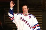 NEW YORK - FEBRUARY 03: Former New York Rangers player Stephane Matteau walks onto the ice during a ceremony retiring Adam Graves' jersey prior to a game between the New York Rangers and the Atlanta Thrashers on February 03, 2008 at Madison Square Garden in New York City. (Photo by Chris McGrath/Getty Images)