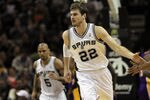 SAN ANTONIO, TX - DECEMBER 28:  Forward Tiago Splitter #22 of the San Antonio Spurs during play against the Los Angeles Lakers at AT&T Center on December 28, 2010 in San Antonio, Texas.  NOTE TO USER: User expressly acknowledges and agrees that, by downloading and/or using this photograph, user is consenting to the terms and conditions of the Getty Images License Agreement.  (Photo by Ronald Martinez/Getty Images)