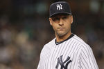 NEW YORK, NY - OCTOBER 06:  Derek Jeter #2 of the New York Yankees walks back to the dugout at the end of the top of the fourth inning against the Detroit Tigers during Game Five of the American League Championship Series at Yankee Stadium on October 6, 2011 in the Bronx borough of New York City.  (Photo by Nick Laham/Getty Images)
