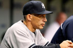 ST. PETERSBURG - APRIL 08:  Manager Joe Girardi #28 of the New York Yankees directs his team against the Tampa Bay Rays during the game at Tropicana Field on April 8, 2012 in St. Petersburg, Florida.  (Photo by J. Meric/Getty Images)