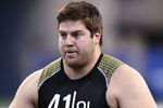 INDIANAPOLIS, IN - FEBRUARY 25: Offensive lineman Riley Reiff of Iowa participates in a drill during the 2012 NFL Combine at Lucas Oil Stadium on February 25, 2012 in Indianapolis, Indiana. (Photo by Joe Robbins/Getty Images)