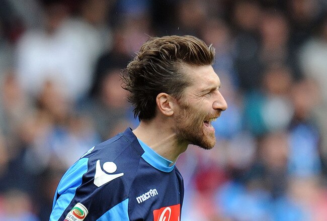 NAPLES, ITALY - MARCH 25:  Morgan De Sanctis of Napoli  in action during the Serie A match between SSC Napoli and Catania Calcio at Stadio San Paolo on March 25, 2012 in Naples, Italy.  (Photo by Giuseppe Bellini/Getty Images)