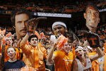 KNOXVILLE, TN - JANUARY 21: Tennessee Volunteers fans cheer during the game against the Connecticut Huskies at Thompson-Boling Arena on January 21, 2012 in Knoxville, Tennessee. Tennessee defeated Connecticut 60-57. (Photo by Joe Robbins/Getty Images)