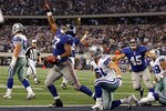 ARLINGTON, TX - DECEMBER 11:   Brandon Jacobs #27 of the New York Giants celegrates after scoring against the Dallas Cowboys at Cowboys Stadium on December 11, 2011 in Arlington, Texas.  (Photo by Tom Pennington/Getty Images)