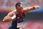 BEIJING - AUGUST 21:  Bryan Clay of the United States competes in the Men's Decathlon Shot Put Final held at the National Stadium during Day 13 of the Beijing 2008 Olympic Games on August 21, 2008 in Beijing, China.  (Photo by Michael Steele/Getty Images)