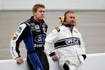 RICHMOND, VA - APRIL 28: Carl Edwards, driver of the #99 Eco-Boost Ford, sits with a NASCAR official during the NASCAR Sprint Cup Series Capital City 400 at Richmond International Raceway on April 28, 2012 in Richmond, Virginia.  (Photo by Todd Warshaw/Getty Images for NASCAR)