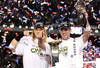 ARLINGTON, TX - FEBRUARY 06:  Super Bowl MVP Aaron Rodgers #12 of the Green Bay Packers holds up the Vince Lombardi Trophy as Clay Matthews #52 looks on after winning Super Bowl XLV 31-25 against the Pittsburgh Steelers at Cowboys Stadium on February 6, 2011 in Arlington, Texas.  (Photo by Al Bello/Getty Images)