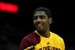 NEWARK, NJ - MARCH 19:  Kyrie Irving #2 of the Cleveland Cavaliers looks on during warm ups against the New Jersey Nets at Prudential Center on March 19, 2012 in Newark, New Jersey.  NOTE TO USER: User expressly acknowledges and agrees that, by downloading and or using this photograph, User is consenting to the terms and conditions of the Getty Images License Agreement.  (Photo by Chris Chambers/Getty Images)