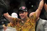 LOS ANGELES, CA - OCTOBER 24:  UFC Light Heavyweight Champion Lyoto Machida celebrates his victory over UFC Light Heavyweight challenger Mauricio Rua (not pictured) in their title fight at UFC 104 at Staples Center on October 24, 2009 in Los Angeles, California. Machida retained his title by way of unanimous decision.  (Photo by Jon Kopaloff/Getty Images)