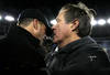 FOXBORO, MA - JANUARY 22:  Head coach Bill Belichick (R) of the New England Patriots talks with head coach John Harbaugh (L) of the Baltimore Ravens after the AFC Championship Game at Gillette Stadium on January 22, 2012 in Foxboro, Massachusetts. The New England Patriots defeated the Baltimore Ravens 20-23.  (Photo by Jim Rogash/Getty Images)
