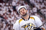 GLENDALE, AZ - APRIL 27:  Alexander Radulov #47 of the Nashville Predators reacts in Game One of the Western Conference Semifinals against the Phoenix Coyotes during the 2012 NHL Stanley Cup Playoffs at Jobing.com Arena on April 27, 2012 in Glendale, Arizona. The Coyotes defeated the Predators 4-3 in overtime.  (Photo by Christian Petersen/Getty Images)
