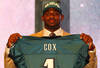 NEW YORK, NY - APRIL 26:  Fletcher Cox of Mississippi State holds up a jersey as he stands on stage after he was selected #12 overall by the Philadelphia Eagles in the first round of the 2012 NFL Draft at Radio City Music Hall on April 26, 2012 in New York City.  (Photo by Al Bello/Getty Images)