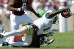 COLLEGE STATION, TX - OCTOBER 15: Kendall Wright #1 of the Baylor Bears stretches for a gain during a game against the Texas A&M Aggies at Kyle Field on October 15, 2011 in College Station, Texas. The Texas A&M Aggies defeated the Baylor Bears 55-28. (Photo by Sarah Glenn/Getty Images)