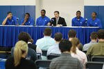 LEXINGTON, KY - APRIL 17:  Anthony Davis, Doron Lamb,Terrence Jones, John Calipari the Kentucky Wildcats, Michael Kidd-Gilchrist and Marquis Teague talks with the media during the news conference in which all five players announced  they will enter the NBA draft at Joe Craft Center on April 17, 2012 in Lexington, Kentucky.  (Photo by Andy Lyons/Getty Images)