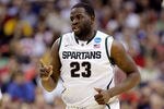 COLUMBUS, OH - MARCH 18: Draymond Green #23 of the Michigan State Spartans celebrates after a basket against the St. Louis Billikens in the first half during the third round of the 2012 NCAA Men's basketball tournament at Nationwide Arena on March 18, 2012 in Columbus, Ohio.  (Photo by Rob Carr/Getty Images)