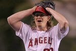 ANAHEIM, CA - MAY 02:  Starting pitcher Jered Weaver #36 of the Los Angeles Angels of Anaheim celebrates after throwing a no-hitter against the Minnesota Twins at Angel Stadium of Anaheim on May 2, 2012 in Anaheim, California. The Angels defeated the Twins 9-0.  (Photo by Jeff Gross/Getty Images)