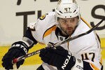CHICAGO, IL - MARCH 25:  Alexander Radulov #47 of the Nashville Predators skates against the Chicago Blackhawks at the United Center on March 25, 2012 in Chicago, Illinois. The Predators defeated the Blackhawks 6-1.  (Photo by Jonathan Daniel/Getty Images)