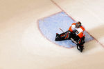 NEWARK, NJ - MAY 03:  Ilya Bryzgalov #30 of the Philadelphia Flyers sits on the ice after Ilya Kovalchuk #17 of the New Jersey Devils scored a goal against him in the first period in Game Three of the Eastern Conference Semifinals during the 2012 NHL Stanley Cup Playoffs at Prudential Center on May 3, 2012 in Newark, New Jersey.  (Photo by Bruce Bennett/Getty Images)