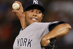 ARLINGTON, TX - APRIL 23:  Mariano Rivera #42 of the New York Yankees throws against the Texas Rangers at Rangers Ballpark in Arlington on April 23, 2012 in Arlington, Texas.  (Photo by Ronald Martinez/Getty Images)