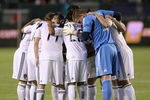 CARSON, CA - NOVEMBER 03:  The Los Angeles Galaxy huddle before the game against the New York Red Bulls in their Western Conference Semifinal at The Home Depot Center on November 3, 2011 in Carson, California.  The Galaxy won 2-1 to advance to the Conference Finals.  (Photo by Stephen Dunn/Getty Images)