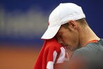 BARCELONA, SPAIN - APRIL 27:  Andy Murray of Great Britain reacts during his match to Milos Raonic of Canada during their match on day 5 of the ATP 500 World Tour Barcelona Open Banco Sabadell 2012 tennis tournament at the Real Club de Tenis on April 27, 2012 in Barcelona, Spain.  (Photo by Manuel Queimadelos Alonso/Getty Images)