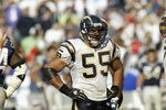 SAN DIEGO - SEPTEMBER 29:  Linebacker Junior Seau #55 of the San Diego Chargers stands on the field during the NFL game against the New England Patriots on September 29, 2002 at Qualcomm Stadium in San Diego, California.  The Chargers won 21-14. (Photo by Stephen Dunn/Getty Images)