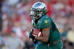 PASADENA, CA - JANUARY 02:  Running back LaMichael James #21 of the Oregon Ducks carries the ball during the second half against the Wisconsin Badgers at the 98th Rose Bowl Game on January 2, 2012 in Pasadena, California.  (Photo by Jeff Gross/Getty Images)