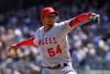NEW YORK, NY - APRIL 13:  Ervin Santana #54 of the Los Angeles Angels pitches against the New York Yankees during the home opener at Yankee Stadium on April 13, 2012 in the Bronx borough of New York City.  (Photo by Nick Laham/Getty Images)