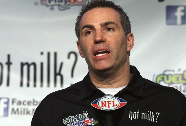INDIANAPOLIS, IN - FEBRUARY 02:  Former NFL quarterback Kurt Warner speaks during the got milk? press conference at the Super Bowl XLVI Media Center in the J.W. Marriott Indianapolis on February 2, 2012 in Indianapolis, Indiana.  (Photo by Win McNamee/Getty Images)